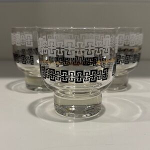 VINTAGE 70s Libbey Black and White MCM Retro Patterned Glasses Tumblers Set of 3